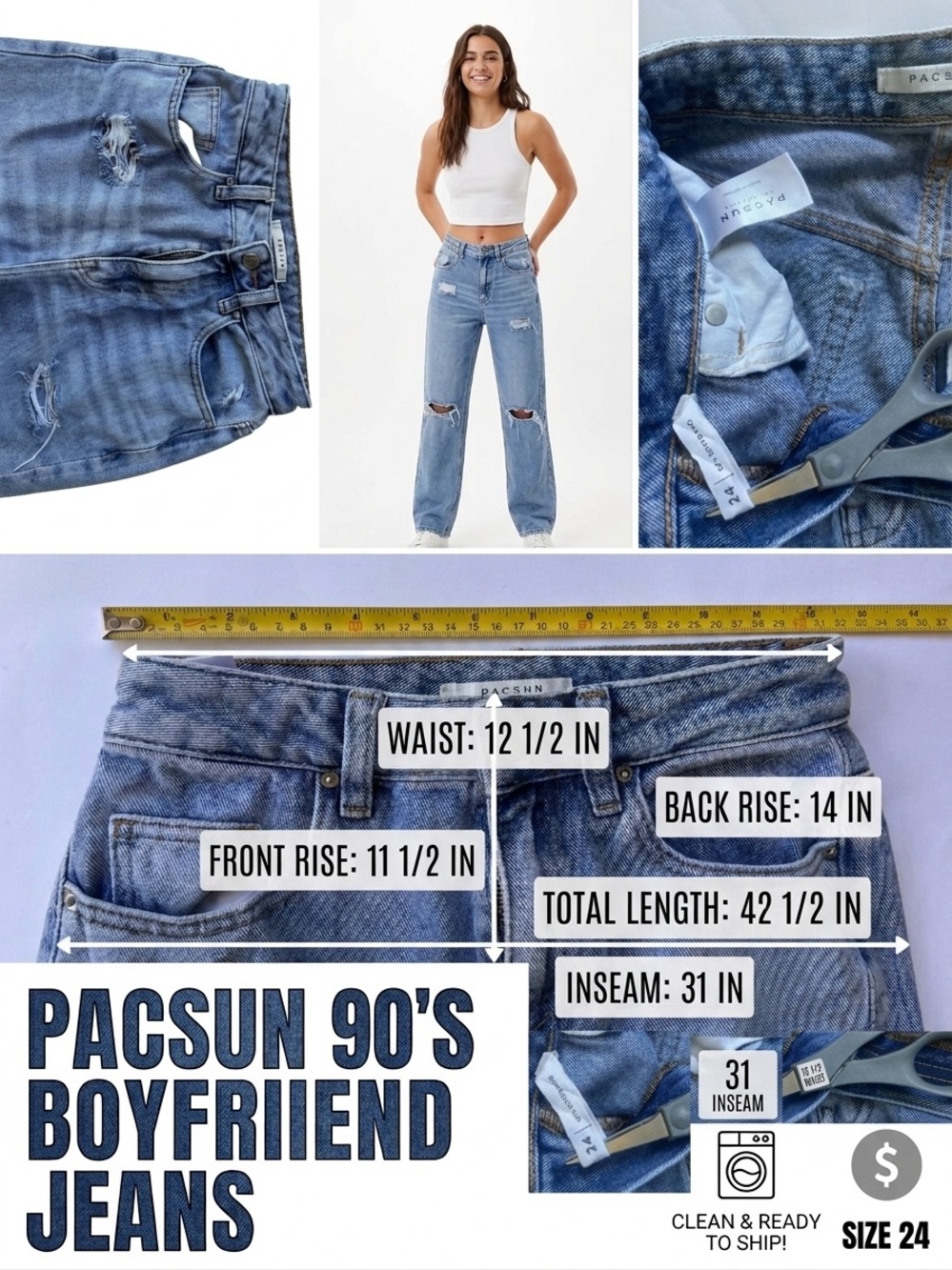 PacSun Light Blue Distressed Boyfriend Jeans